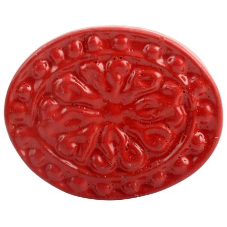Red Oval Flower Metal Knobs 